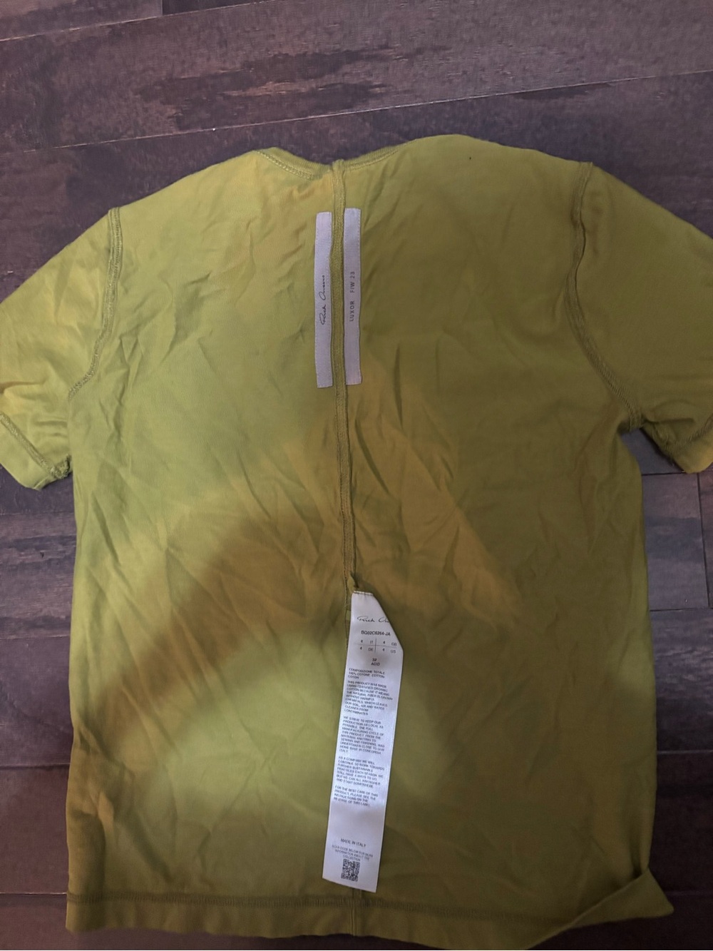 Rick Owens Kids Short Sleeve Tee in Chartreuse Green